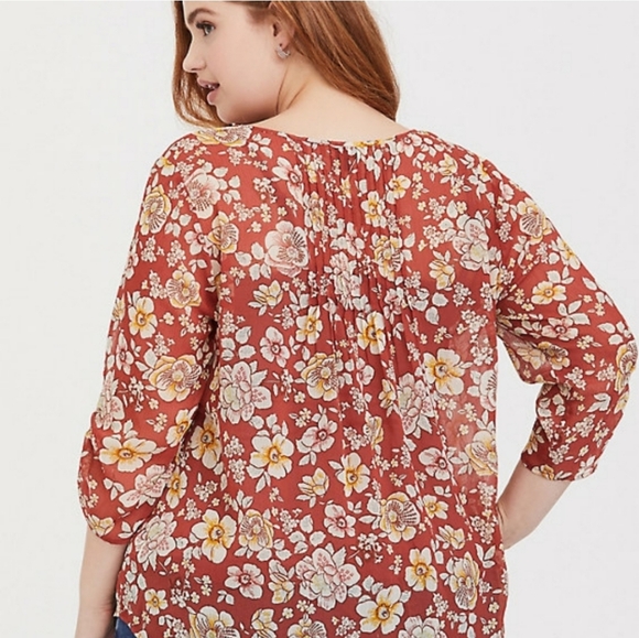 Torrid Floral Print Chiffon Top - Picture 2 of 6